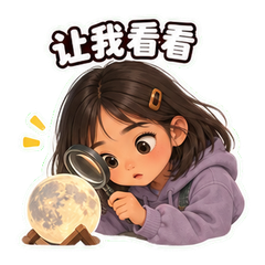 月相灯箱前的舒禾 sticker 1