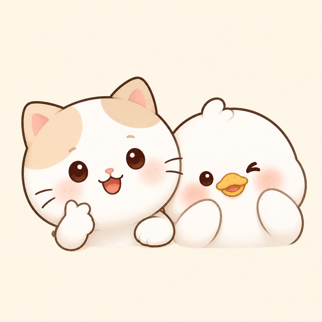 米粒猫糯团鸭角色图