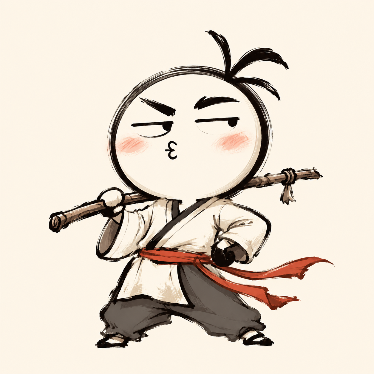 抽象武打撤退人角色图