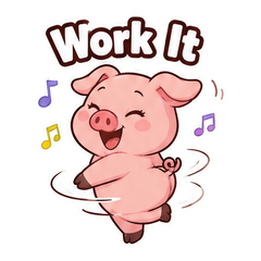 Dancing Cartoon Pig Stickers #4